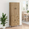 Highboard 2 pcs Dąb rzemieślniczy Drewno inżynieryjne i szkło
