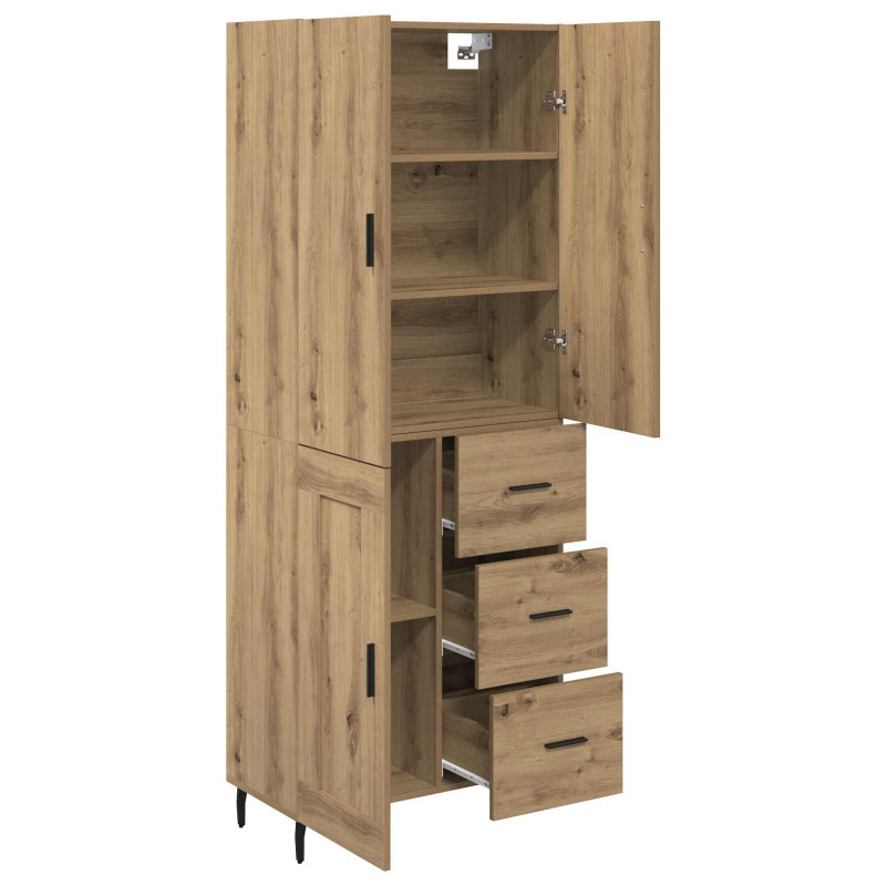 Highboard 2 pcs Dąb rzemieślniczy Drewno inżynieryjne i szkło