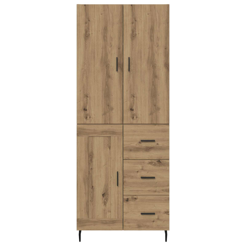 Highboard 2 pcs Dąb rzemieślniczy Drewno inżynieryjne i szkło