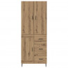 Highboard 2 pcs Dąb rzemieślniczy Drewno inżynieryjne i szkło