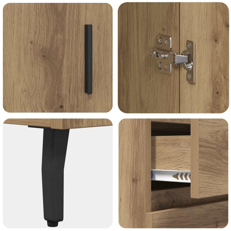 Highboard 2 pcs Dąb rzemieślniczy Drewno inżynieryjne i szkło