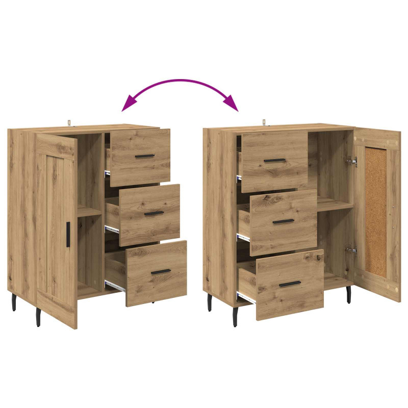 Highboard 2 pcs Dąb rzemieślniczy Drewno inżynieryjne i szkło