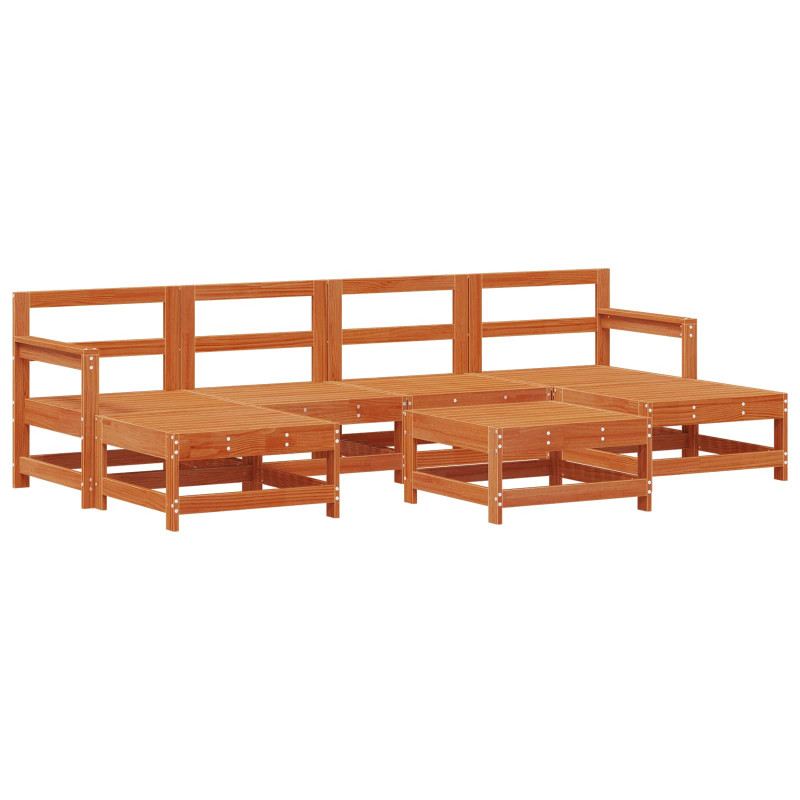 Zestaw wypoczynkowy w ogrodzie 7 pcs Woskowy Brąz