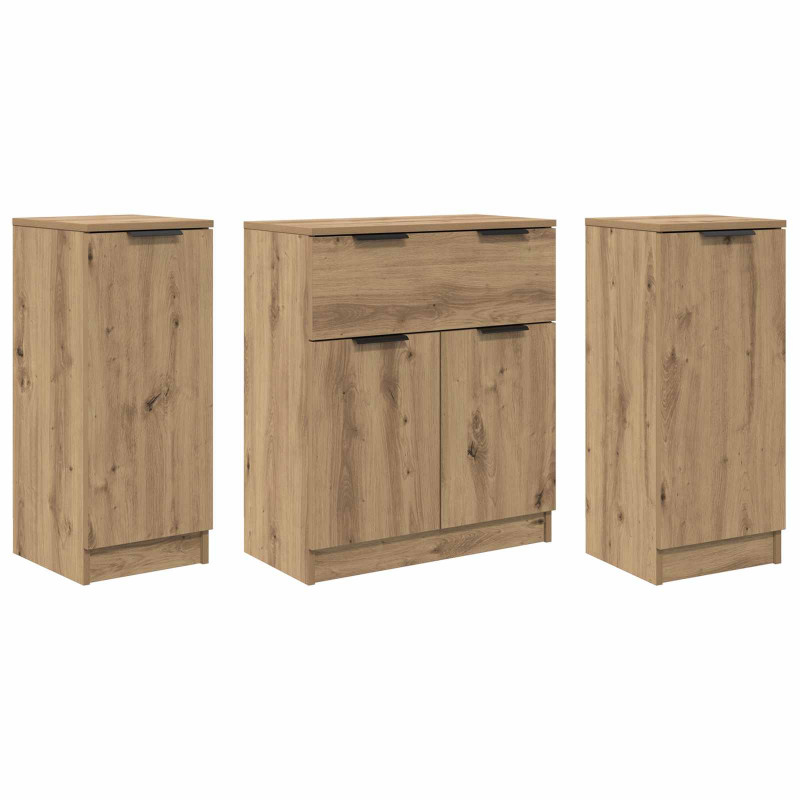 Bufet 3 pcs Dąb rzemieślniczy Materiał drewnopochodny