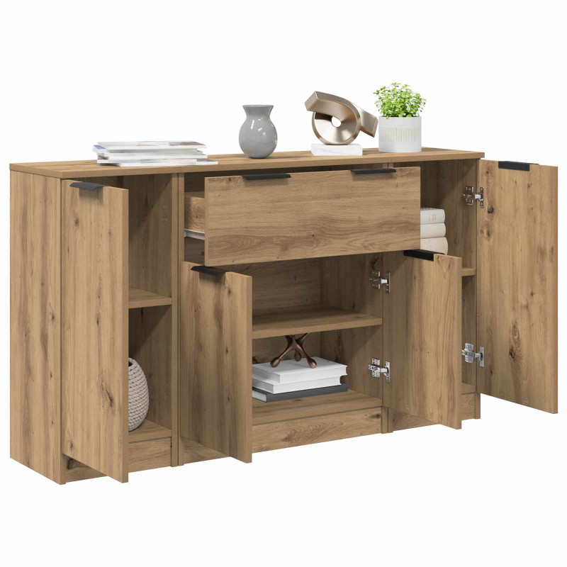 Bufet 3 pcs Dąb rzemieślniczy Materiał drewnopochodny