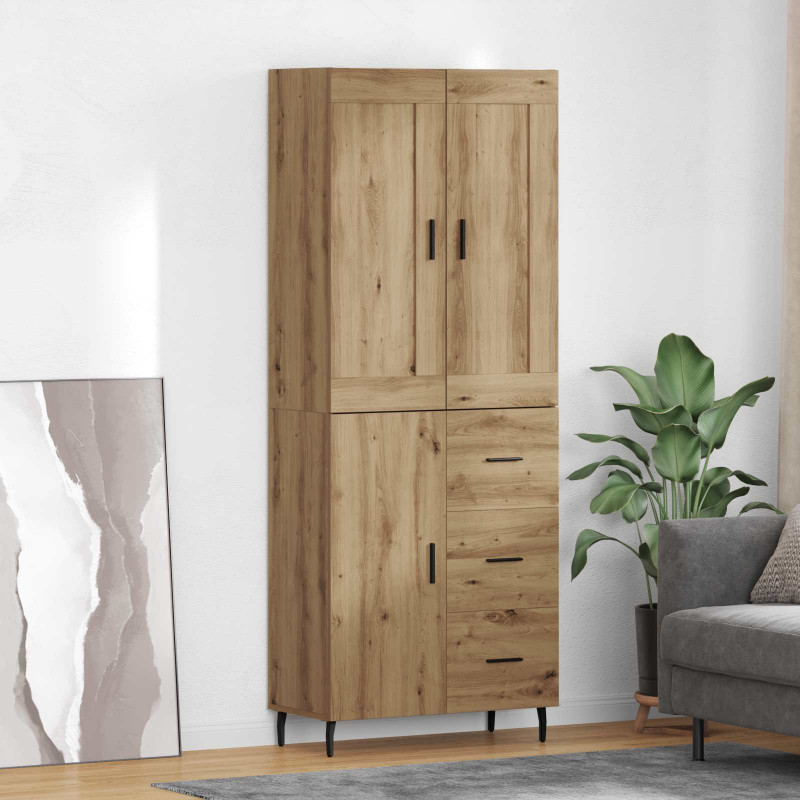 Highboard 2 pcs Dąb rzemieślniczy Materiał drewnopochodny