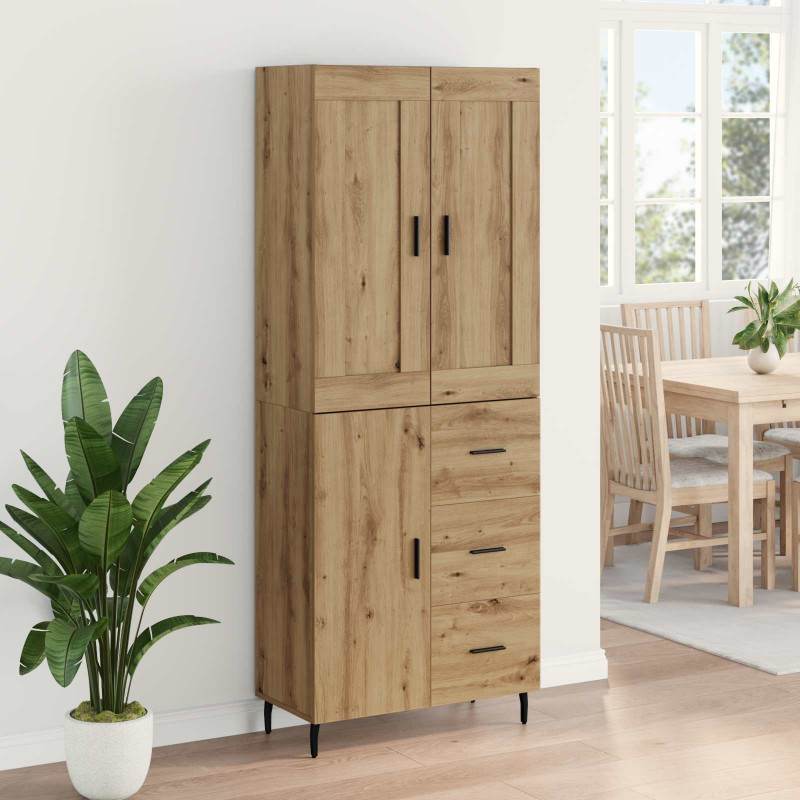 Highboard 2 pcs Dąb rzemieślniczy Materiał drewnopochodny