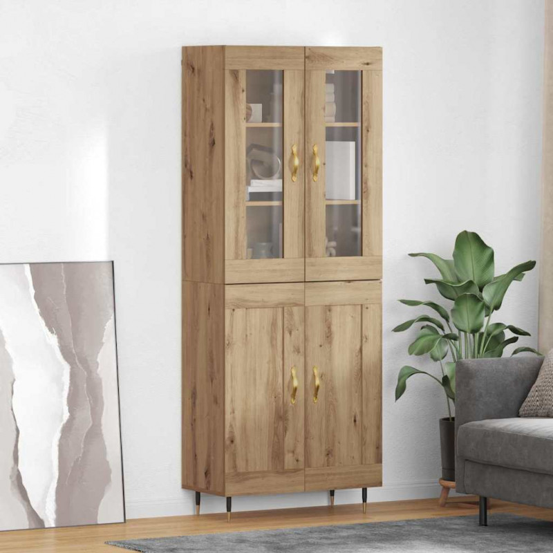 Highboard 2 pcs Dąb rzemieślniczy Materiał drewnopochodny