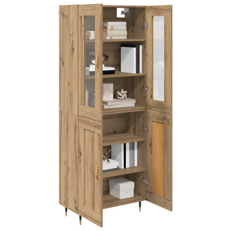 Highboard 2 pcs Dąb rzemieślniczy Materiał drewnopochodny