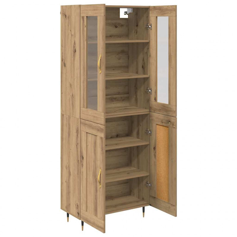 Highboard 2 pcs Dąb rzemieślniczy Materiał drewnopochodny