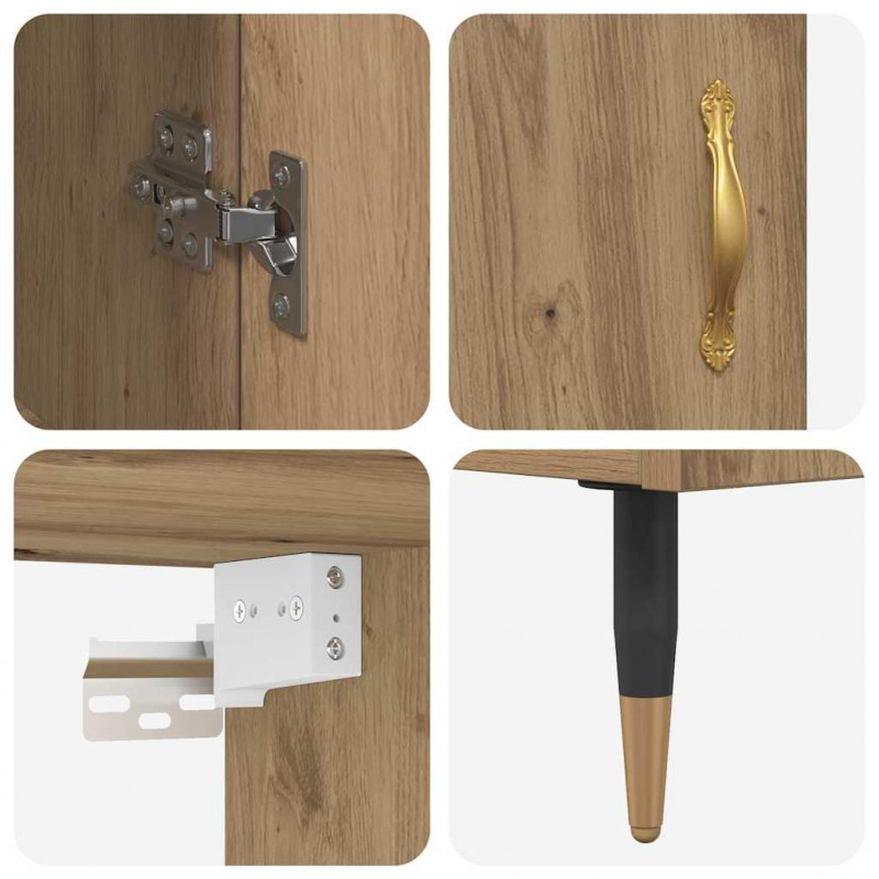 Highboard 2 pcs Dąb rzemieślniczy Materiał drewnopochodny