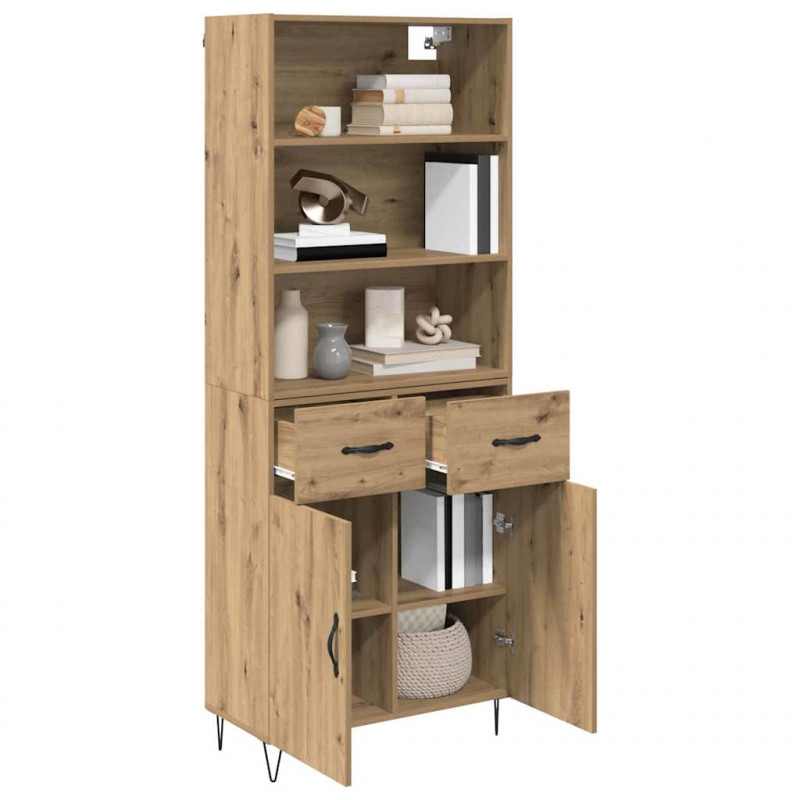 Highboard 2 pcs Dąb rzemieślniczy Materiał drewnopochodny