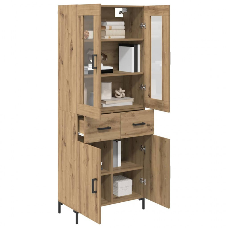Highboard 2 pcs Dąb rzemieślniczy Materiał drewnopochodny