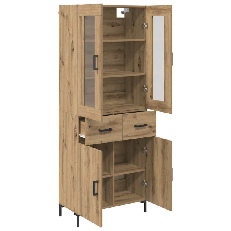 Highboard 2 pcs Dąb rzemieślniczy Materiał drewnopochodny