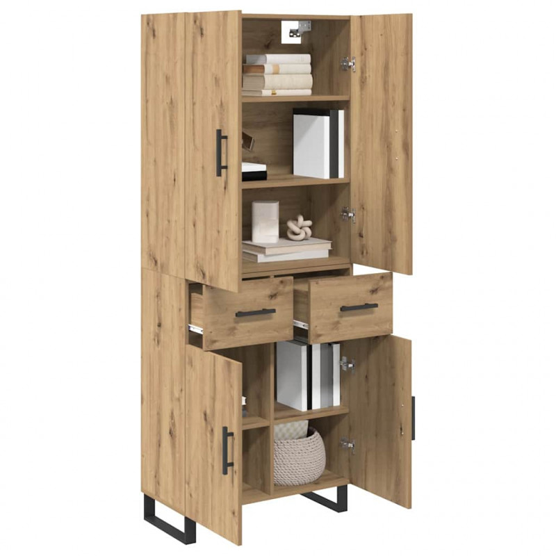 Highboard z szufladą 2 pcs Dąb rzemieślniczy 69,5 x 34 x 180 cm
