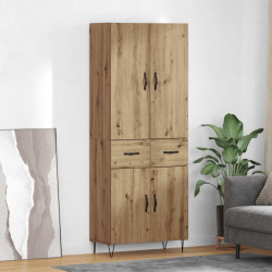 Highboard 2 pcs Dąb rzemieślniczy Drewno inżynieryjne i szkło