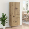 Highboard 2 pcs Dąb rzemieślniczy Drewno inżynieryjne i szkło