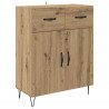 Highboard 2 pcs Dąb rzemieślniczy Drewno inżynieryjne i szkło