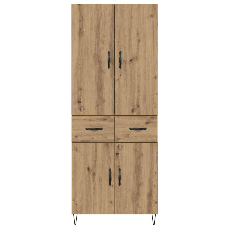 Highboard 2 pcs Dąb rzemieślniczy Drewno inżynieryjne i szkło