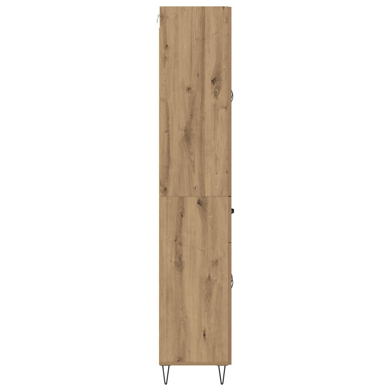 Highboard 2 pcs Dąb rzemieślniczy Drewno inżynieryjne i szkło