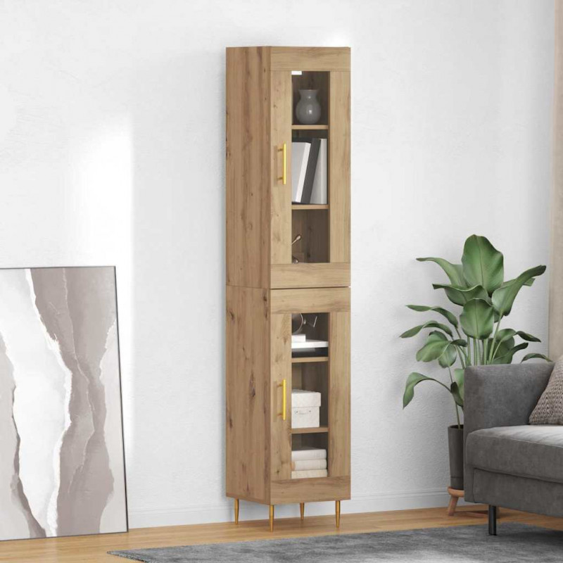 Highboard 2 pcs Dąb rzemieślniczy Szkło