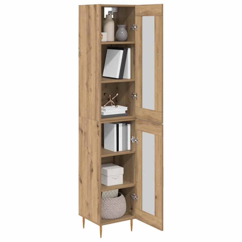 Highboard 2 pcs Dąb rzemieślniczy Szkło