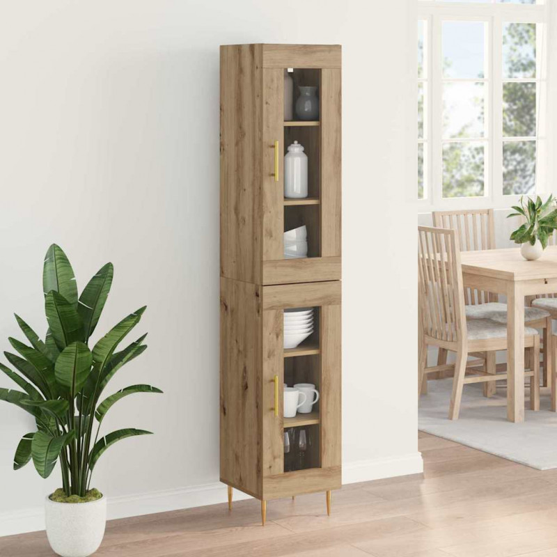 Highboard 2 pcs Dąb rzemieślniczy Szkło