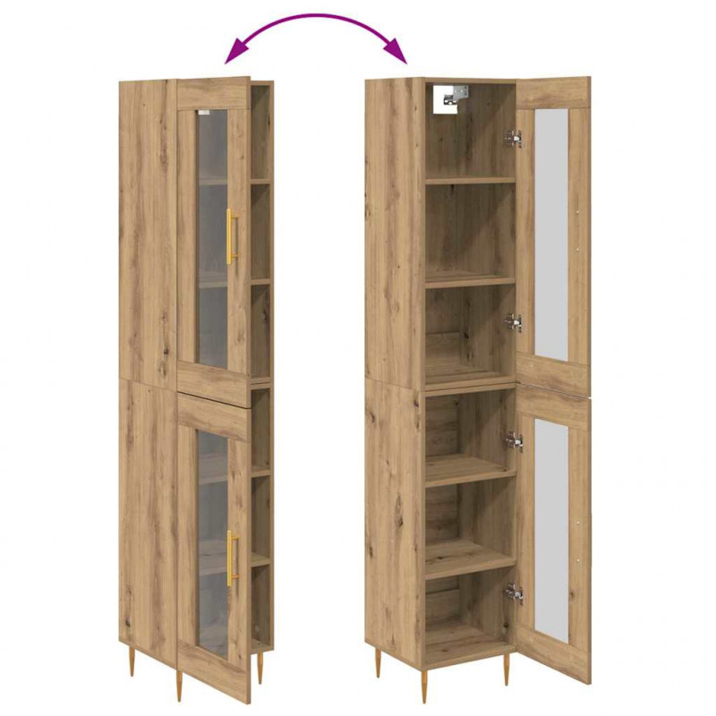Highboard 2 pcs Dąb rzemieślniczy Szkło