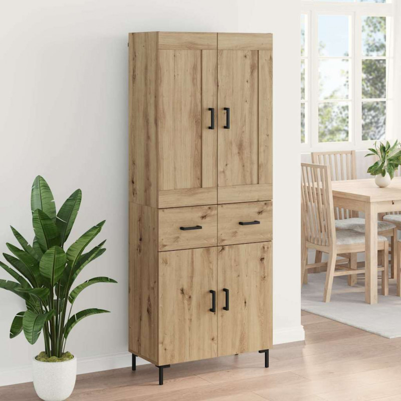 Highboard 2 pcs Dąb rzemieślniczy Materiał drewnopochodny