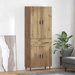Highboard 2 pcs Dąb rzemieślniczy Drewno inżynieryjne i szkło