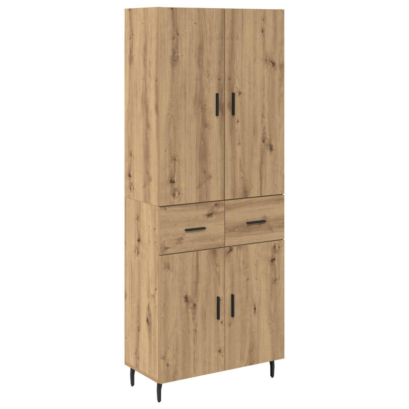 Highboard 2 pcs Dąb rzemieślniczy Drewno inżynieryjne i szkło