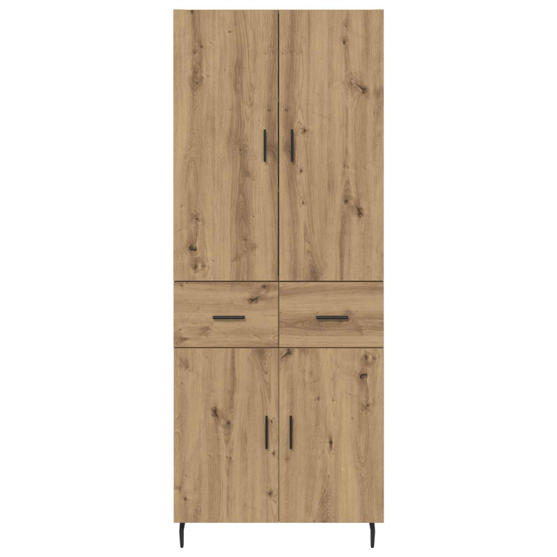 Highboard 2 pcs Dąb rzemieślniczy Drewno inżynieryjne i szkło