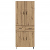 Highboard 2 pcs Dąb rzemieślniczy Drewno inżynieryjne i szkło