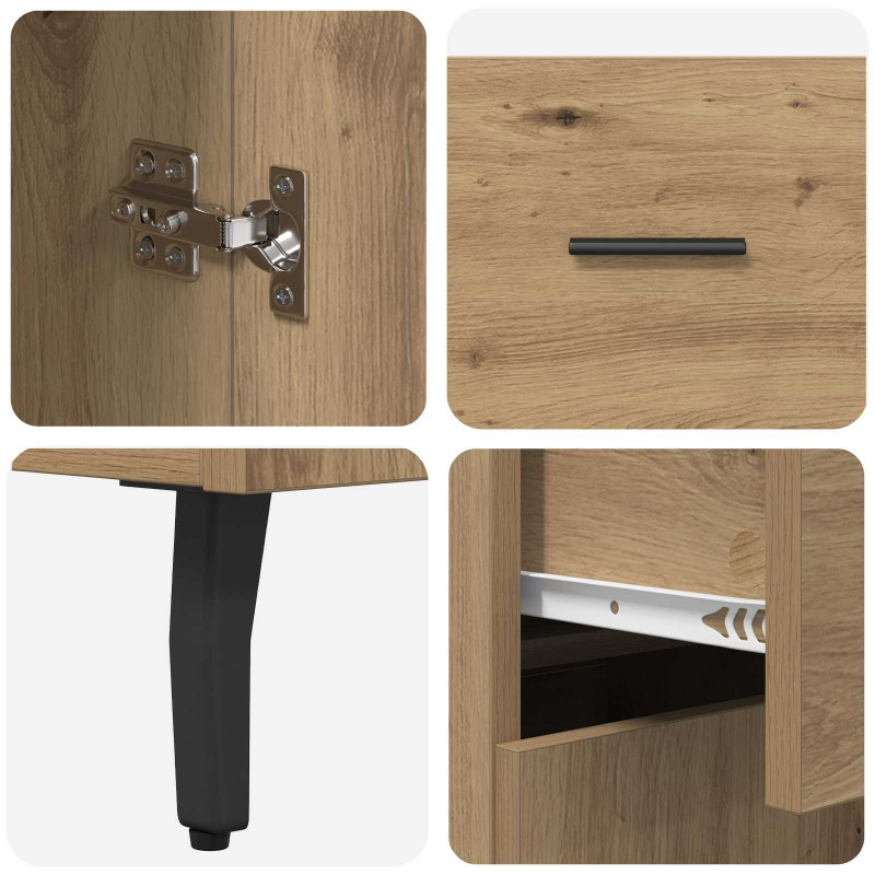 Highboard 2 pcs Dąb rzemieślniczy Drewno inżynieryjne i szkło