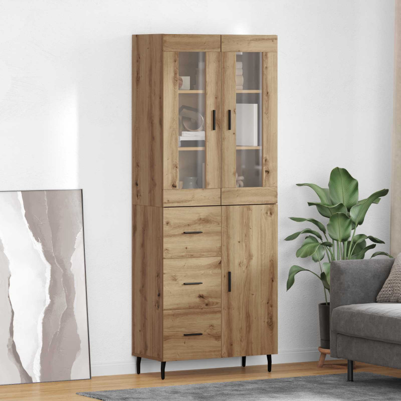 Highboard 2 pcs Dąb rzemieślniczy Materiał drewnopochodny