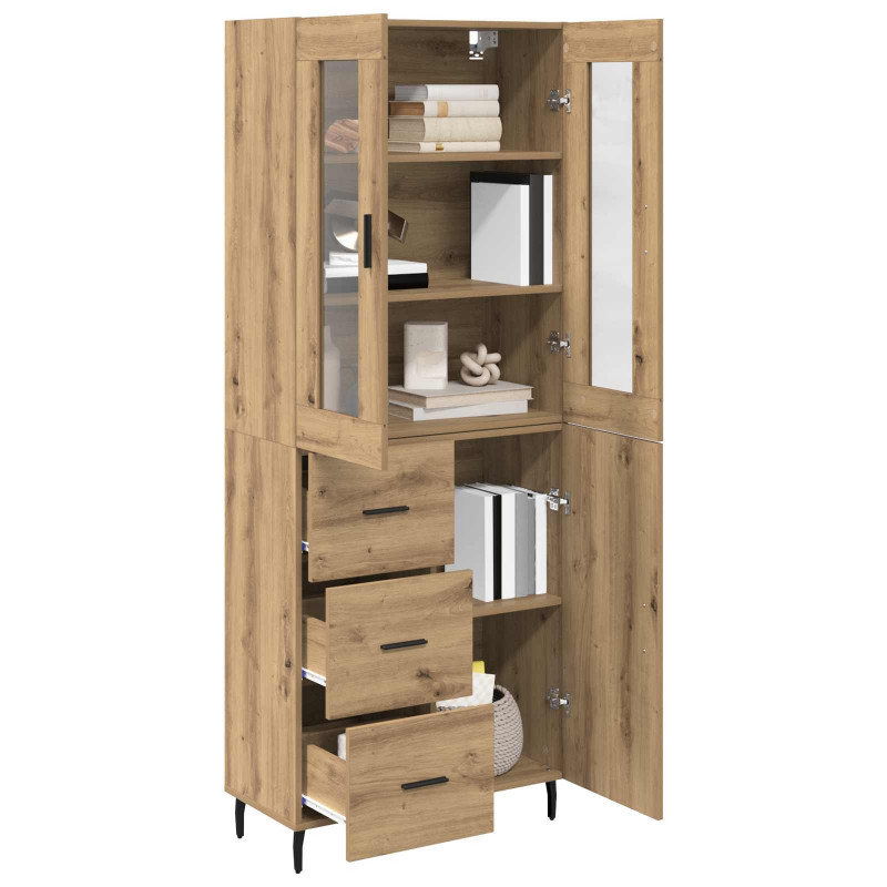 Highboard 2 pcs Dąb rzemieślniczy Materiał drewnopochodny