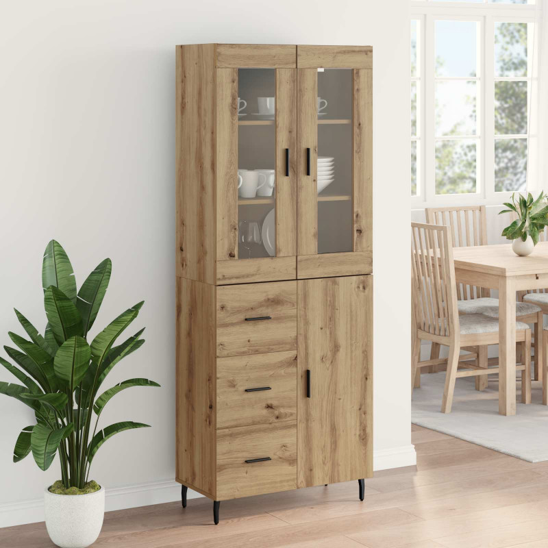 Highboard 2 pcs Dąb rzemieślniczy Materiał drewnopochodny