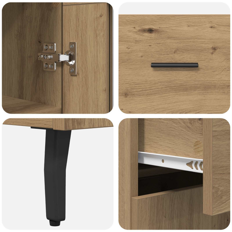 Highboard 2 pcs Dąb rzemieślniczy Materiał drewnopochodny
