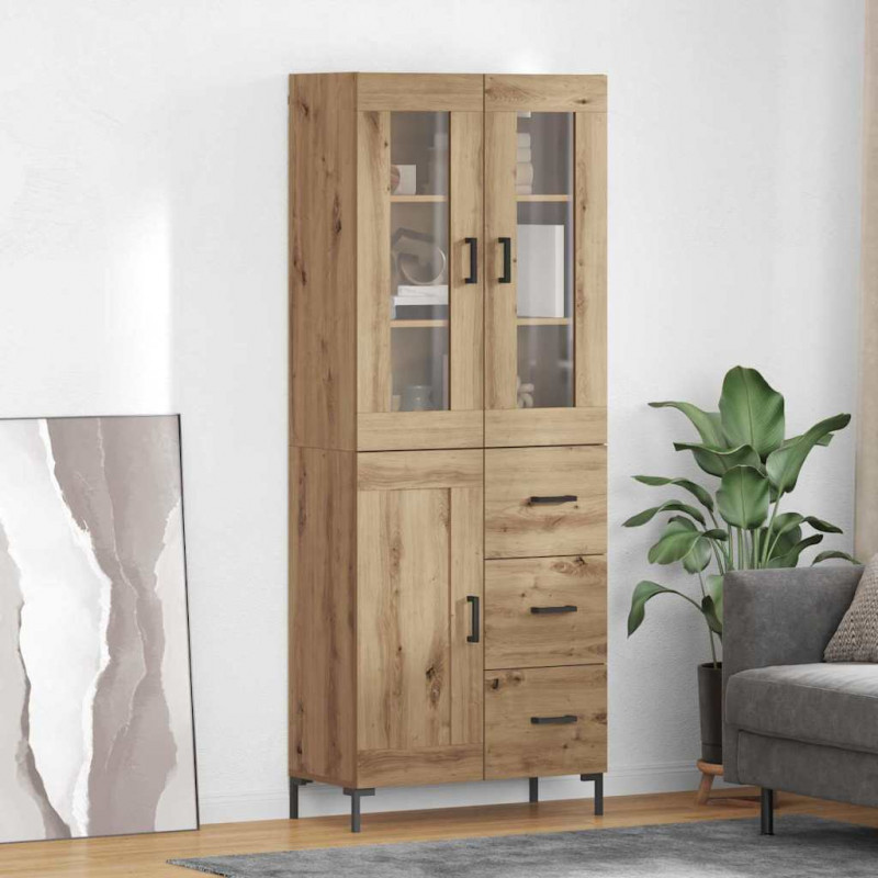 Highboard 2 pcs Dąb rzemieślniczy Materiał drewnopochodny