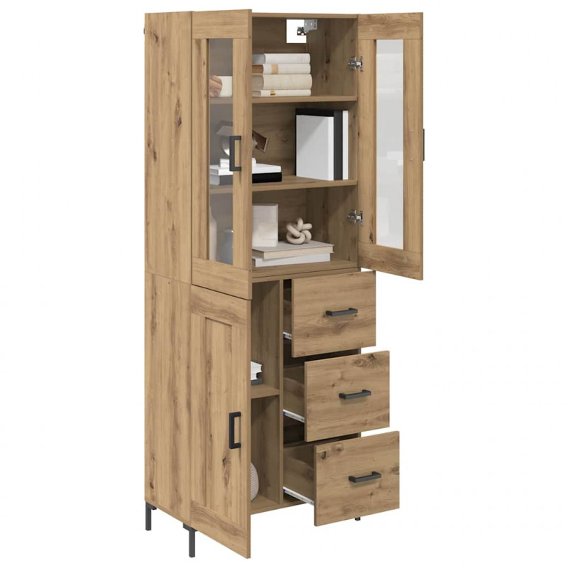 Highboard 2 pcs Dąb rzemieślniczy Materiał drewnopochodny