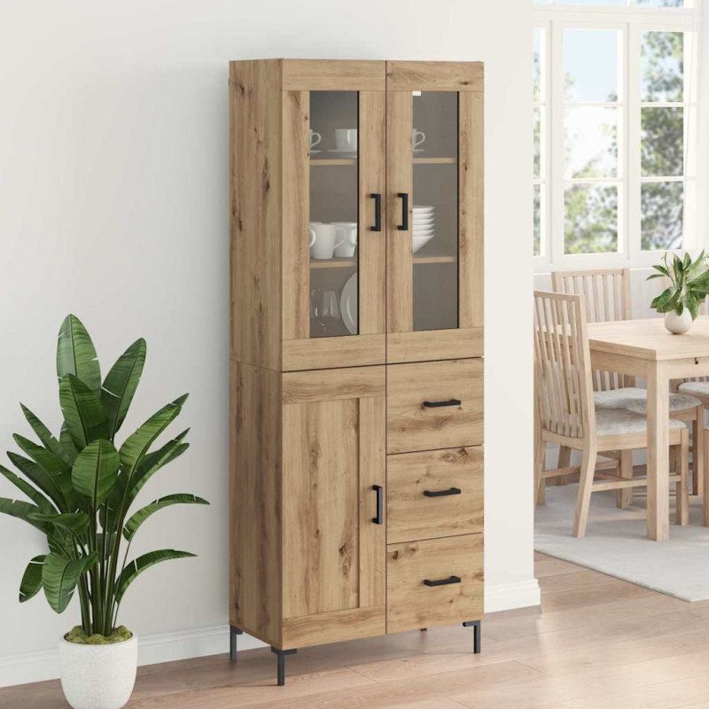 Highboard 2 pcs Dąb rzemieślniczy Materiał drewnopochodny