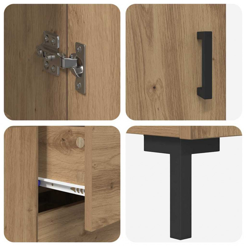 Highboard 2 pcs Dąb rzemieślniczy Materiał drewnopochodny