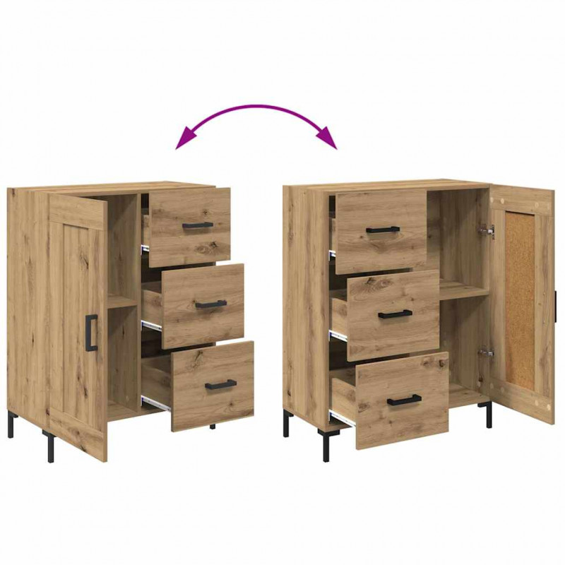 Highboard 2 pcs Dąb rzemieślniczy Materiał drewnopochodny