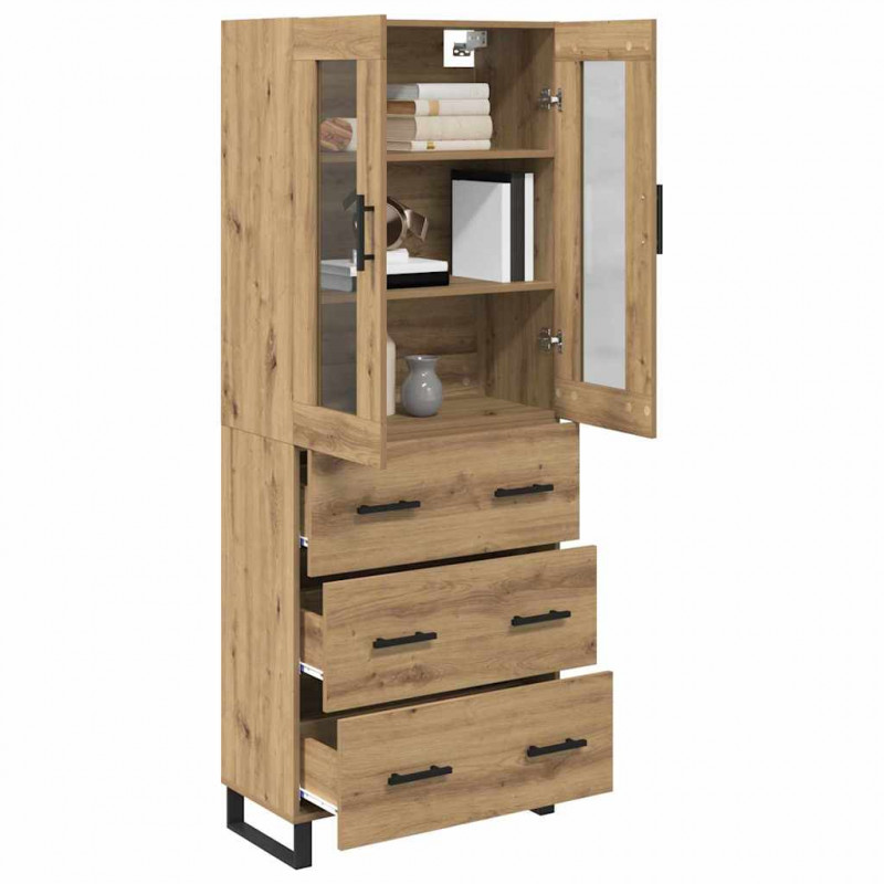 Highboard 2 pcs Dąb rzemieślniczy Materiał drewnopochodny
