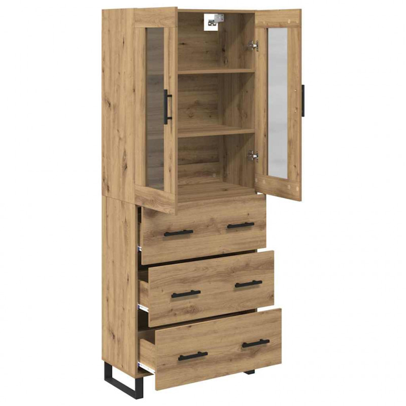 Highboard 2 pcs Dąb rzemieślniczy Materiał drewnopochodny