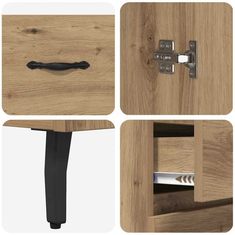 Highboard 2 pcs Dąb rzemieślniczy Materiał drewnopochodny