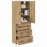 Highboard 2 pcs Dąb rzemieślniczy Drewno inżynieryjne i szkło