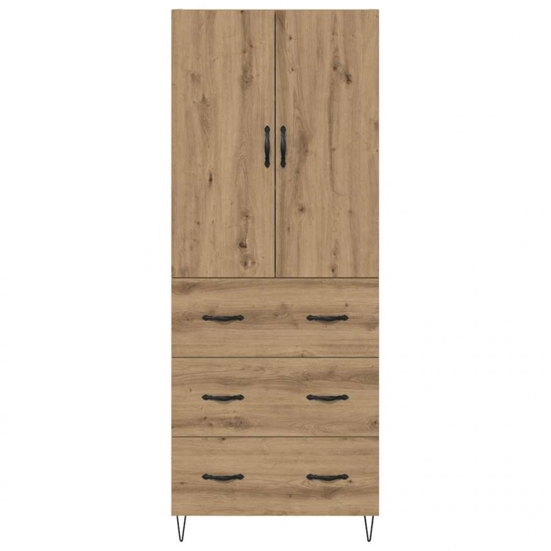 Highboard 2 pcs Dąb rzemieślniczy Drewno inżynieryjne i szkło