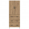 Highboard 2 pcs Dąb rzemieślniczy Drewno inżynieryjne i szkło
