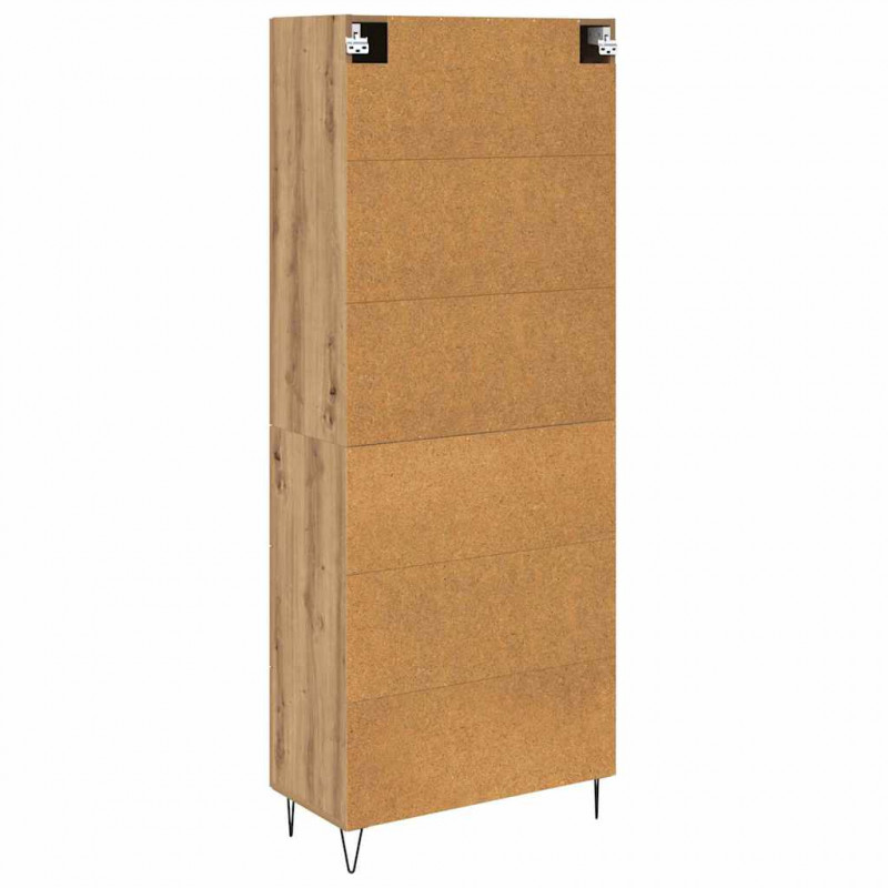 Highboard 2 pcs Dąb rzemieślniczy Drewno inżynieryjne i szkło